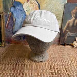 Frankie Jean CHARLESTON Embroidered Baseball Cap Neutral Beige White